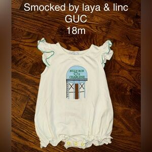 White Baby Romper with Water Tower Design